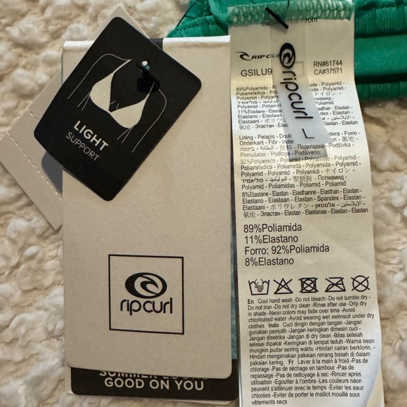 Rip Curl Ribbed Banded Triangle Bikini Top Large NWT - Picture 3 of 4